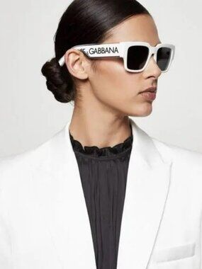 DOLCE & GABBANA DG6184 331287 CRYSTAL WHITE DARK GREY SQUARE UNISEX SUNGLASSES